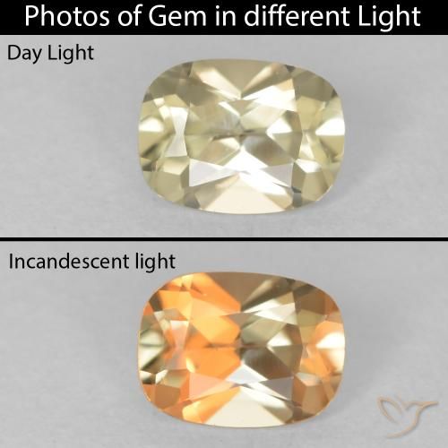 0.48ct Naturel Jaune clair Diaspore Couleur Changeant, Coussin, VVS-VS