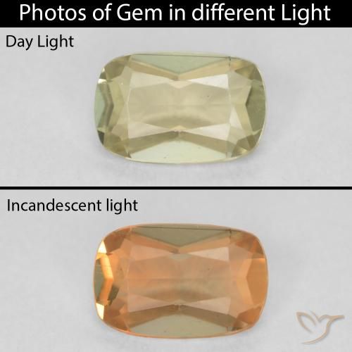 0.59ct Naturel Jaune clair Diaspore Couleur Changeant, Coussin, VVS-VS