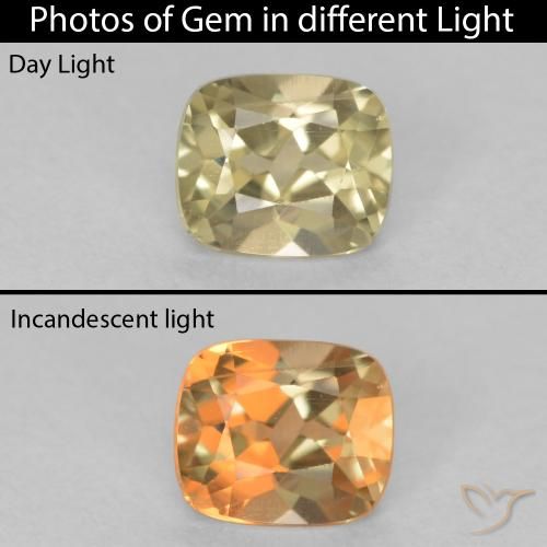 0.63ct Naturel Jaune clair Diaspore Couleur Changeant, Coussin, VVS-VS