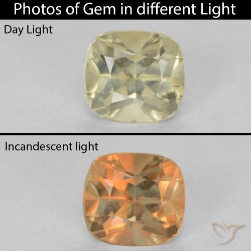 0.64ct Naturel Jaune très clair Diaspore Couleur Changeant, Coussin, VVS-VS