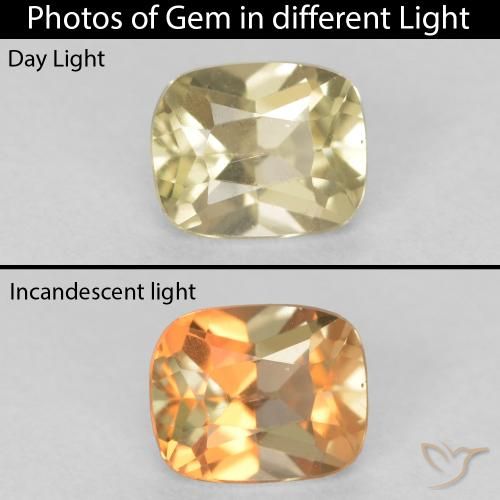 0.72ct Naturel Jaune clair Diaspore Couleur Changeant, Coussin, VVS-VS