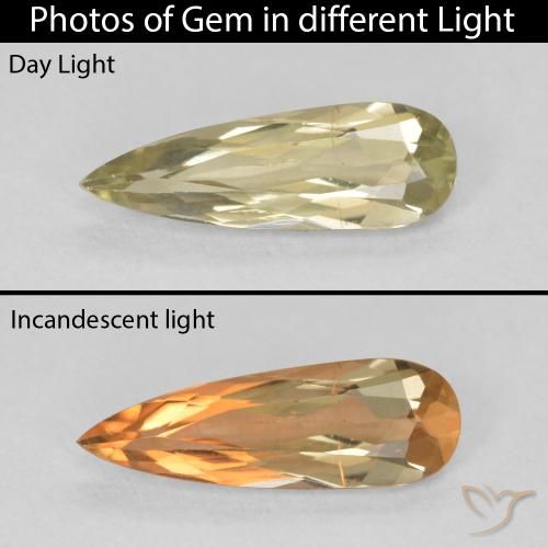 1.22ct Naturel Jaune moyen Diaspore Couleur Changeant, En forme de poire, VVS-VS