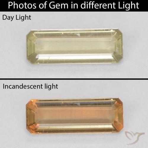 1.40ct Naturel Jaune moelleux Diaspore Couleur Changeant, Taille émeraude, VS