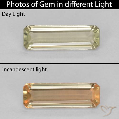 1.33ct Naturel Jaune clair Diaspore Couleur Changeant, Taille émeraude, VVS-VS