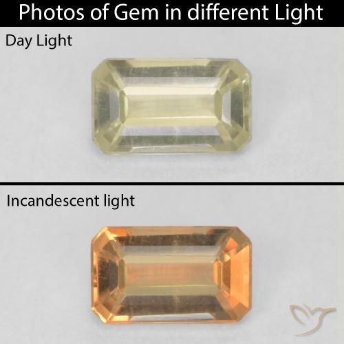 Diaspore Couleur Changeant Jaune moelleux naturelle Octogone / coupe Émeraude, 0.64 ct, VVS-VS