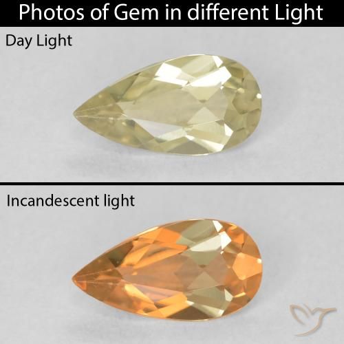 0.48ct Naturel Jaune clair Diaspore Couleur Changeant, En forme de poire, VVS