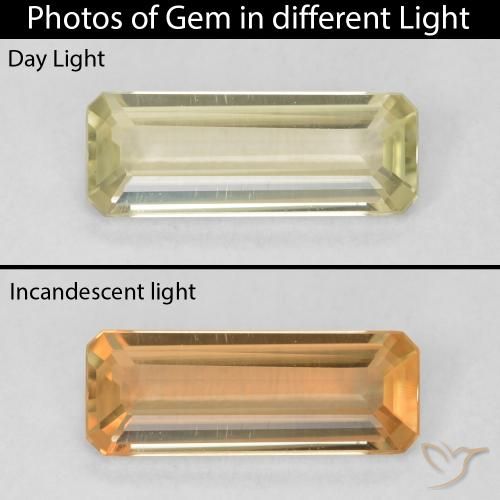 0.91ct Naturel Jaune clair Diaspore Couleur Changeant, Taille émeraude, VVS