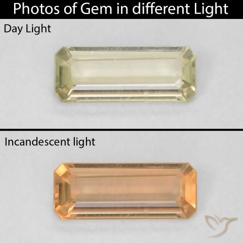 0.80ct Naturel Jaune clair Diaspore Couleur Changeant, Taille émeraude, VVS