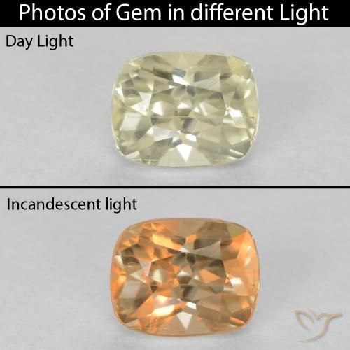 0.73ct Naturel Jaune clair Diaspore Couleur Changeant, Coussin, VS