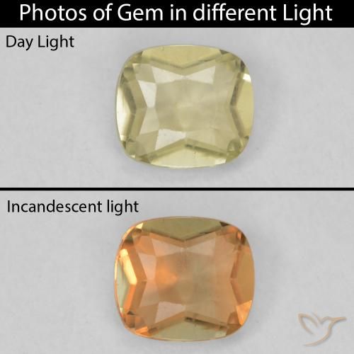 0.49ct Naturel Jaune moelleux Diaspore Couleur Changeant, Coussin, VS