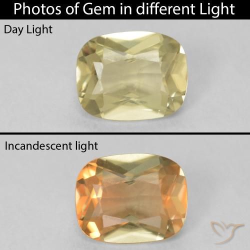 0.77ct Naturel Jaune clair Diaspore Couleur Changeant, Coussin, VS