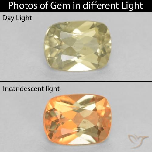 0.78ct Naturel Jaune clair Diaspore Couleur Changeant, Coussin, VS