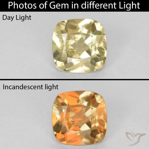 1.20ct Naturel Jaune clair Diaspore Couleur Changeant, Coussin, VS