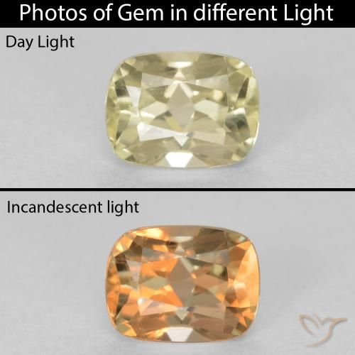 0.93ct Naturel Jaune clair Diaspore Couleur Changeant, Coussin, VS