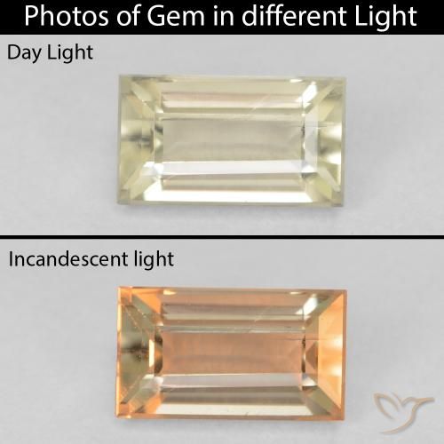 0.90ct Naturel Jaune très clair Diaspore Couleur Changeant, Baquette, VS