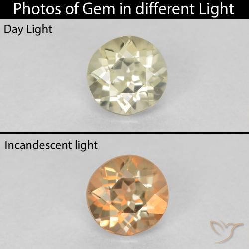 0.30ct Naturel Jaune clair Diaspore Couleur Changeant, Tour, VS