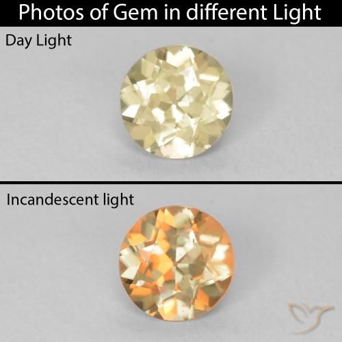 0.57ct Naturel Jaune clair Diaspore Couleur Changeant, Tour, VS