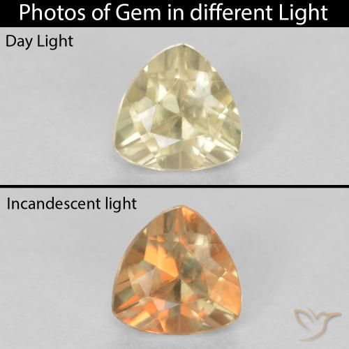 Diaspore Couleur Changeant Jaune clair naturelle Trillion, 0.33 ct, VS