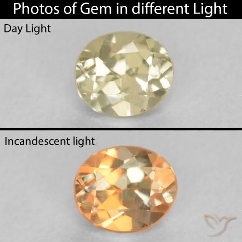 0.35ct Naturel Jaune clair Diaspore Couleur Changeant, ovale, VS