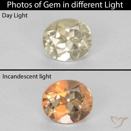 0.60ct Naturel Jaune clair Diaspore Couleur Changeant, ovale, VS