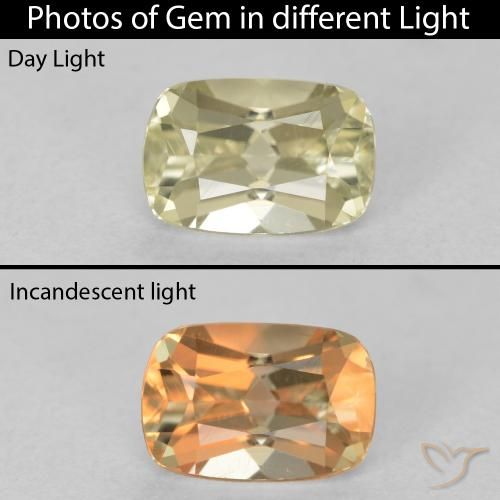 0.97ct Naturel Jaune clair Diaspore Couleur Changeant, Coussin, VVS
