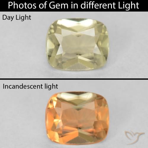 0.56ct Naturel Jaune clair Diaspore Couleur Changeant, Coussin, VVS