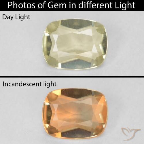 0.50ct Naturel Jaune clair Diaspore Couleur Changeant, Coussin, VVS