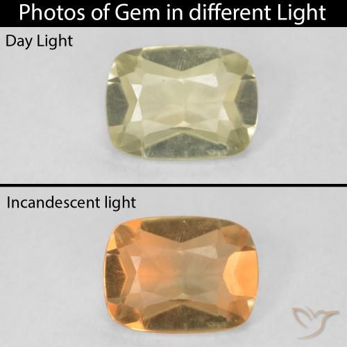 0.76ct Naturel Jaune clair Diaspore Couleur Changeant, Coussin, VVS