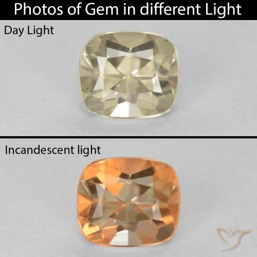 0.68ct Naturel Jaune clair Diaspore Couleur Changeant, Coussin, VVS