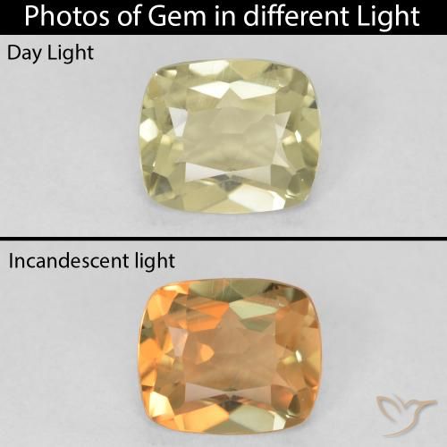 0.89ct Naturel Jaune clair Diaspore Couleur Changeant, Coussin, VVS