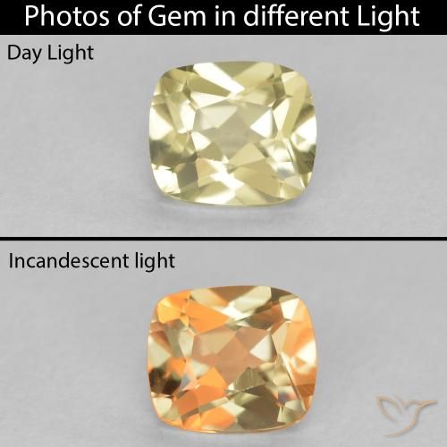 0.79ct Naturel Jaune clair Diaspore Couleur Changeant, Coussin, VVS