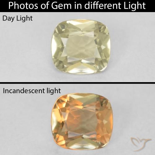 1.04ct Naturel Jaune clair Diaspore Couleur Changeant, Coussin, VVS