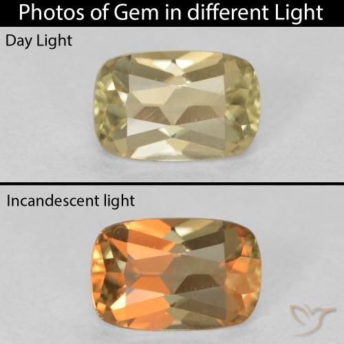 1.01ct Naturel Jaune clair Diaspore Couleur Changeant, Coussin, VVS