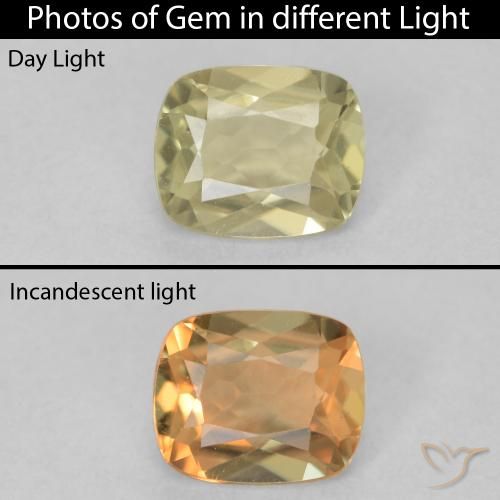 0.75ct Naturel Jaune clair Diaspore Couleur Changeant, Coussin, VVS