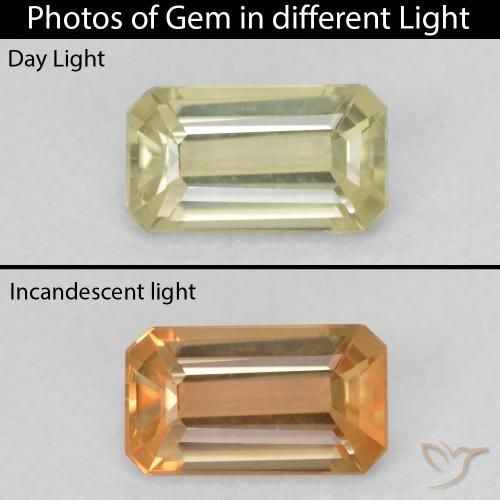 Diaspore Couleur Changeant Jaune clair naturelle Octogone / coupe Émeraude, 0.88 ct, VVS-VS