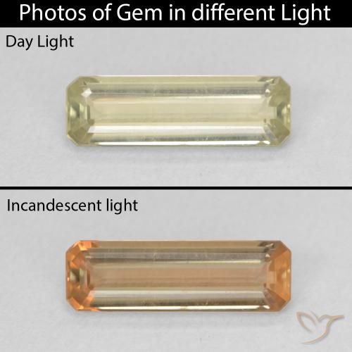 1.26ct Naturel Jaune clair Diaspore Couleur Changeant, Taille émeraude, VVS-VS
