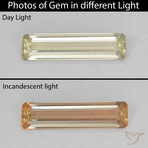 1.12ct Naturel Jaune très clair Diaspore Couleur Changeant, Taille émeraude, VVS-VS