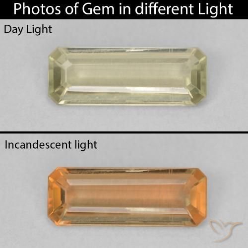 1.14ct Naturel Vert jaunâtre Diaspore Couleur Changeant, Taille émeraude, VVS-VS