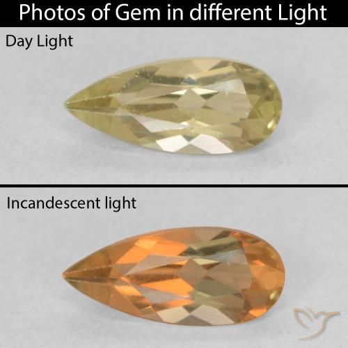 0.80ct Naturel Jaune clair Diaspore Couleur Changeant, En forme de poire, VVS-VS