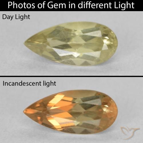 0.99ct Naturel Jaune clair Diaspore Couleur Changeant, En forme de poire, VS