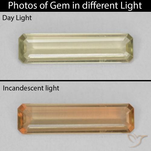 1.40ct Naturel Jaune clair Diaspore Couleur Changeant, Taille émeraude, VS
