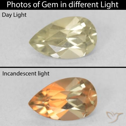 0.49ct Naturel Jaune moelleux Diaspore Couleur Changeant, En forme de poire, VVS