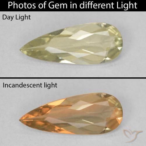0.61ct Naturel Jaune clair Diaspore Couleur Changeant, En forme de poire, VVS