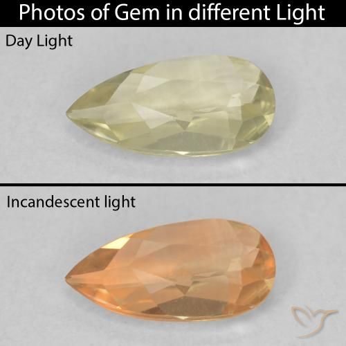 0.46ct Naturel Jaune clair Diaspore Couleur Changeant, En forme de poire, VVS