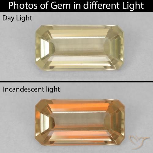 Diaspore Couleur Changeant Jaune clair naturelle Octogone / coupe Émeraude, 0.87 ct, VVS