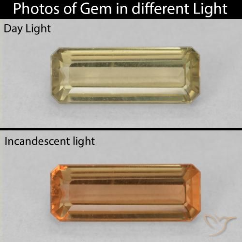 1.20ct Naturel Jaune clair Diaspore Couleur Changeant, Taille émeraude, VVS