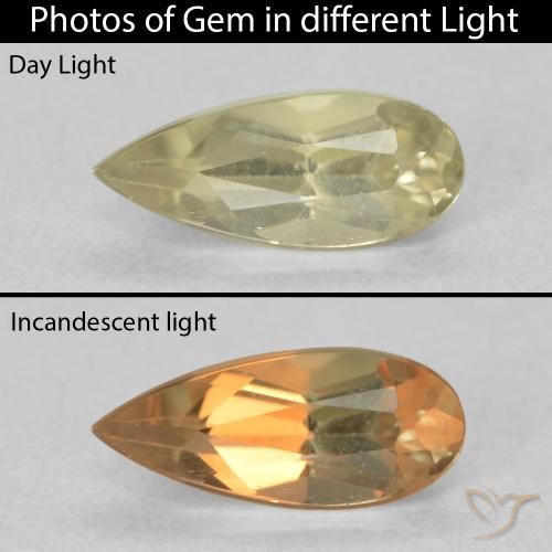 0.66ct Naturel Jaune moelleux Diaspore Couleur Changeant, En forme de poire, VVS
