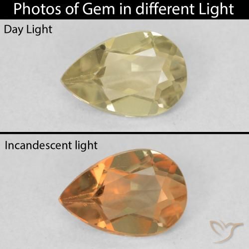 0.61ct Naturel Jaune clair Diaspore Couleur Changeant, En forme de poire, VVS