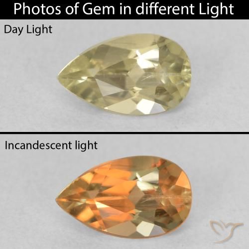 0.64ct Naturel Jaune clair Diaspore Couleur Changeant, En forme de poire, VS-SI