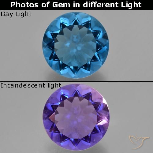 10.75ct Naturel Bleu foncé Fluorite avec changement de couleur, Tour, VS